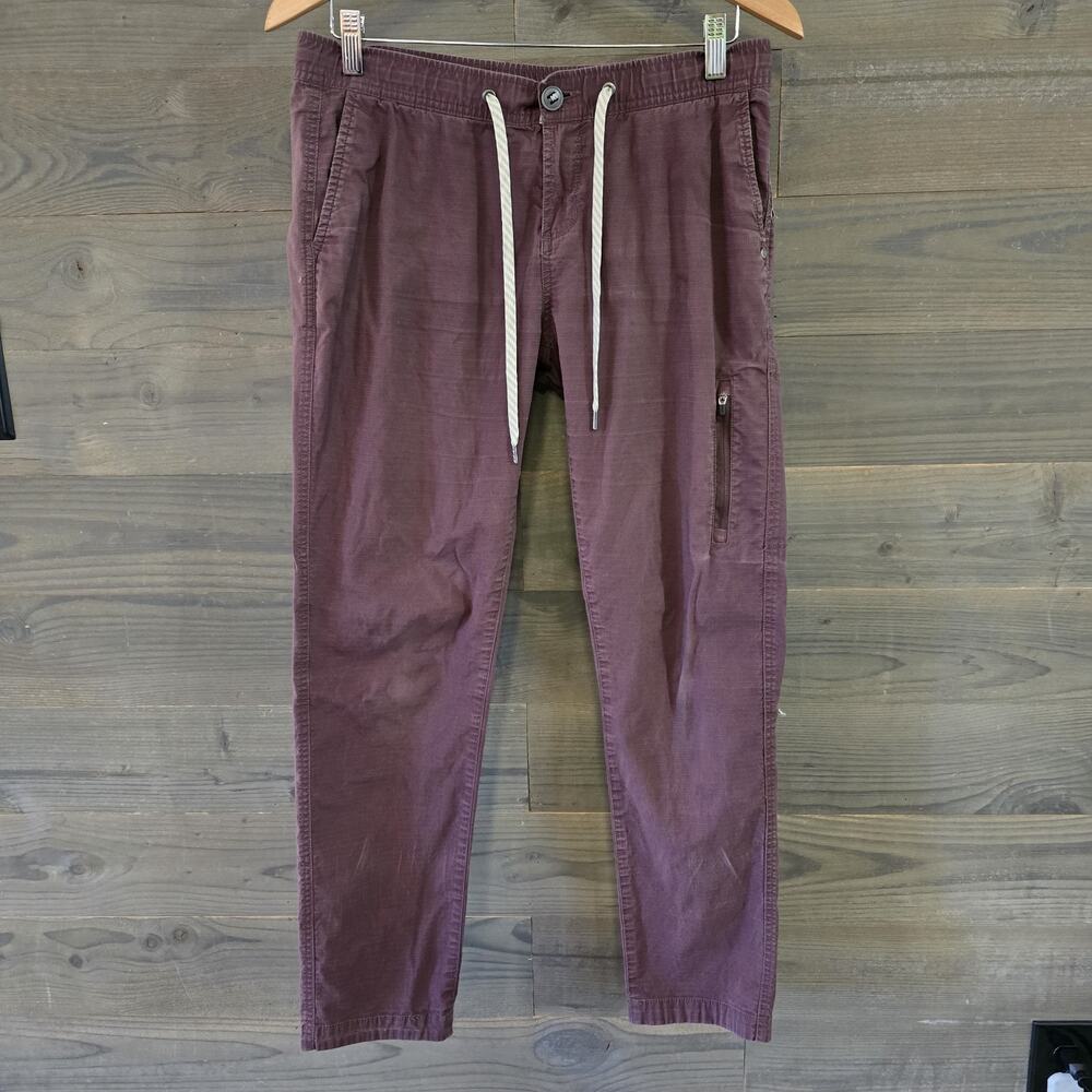 Vuori Women's M Ripstop Pants Burgundy Organic Cotton Stretch Drawstring VW401